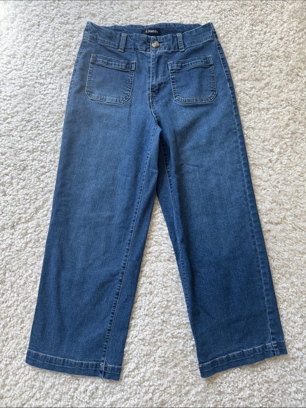 Women’s Dark Blue Wide-Leg Ankle Crop Jeans